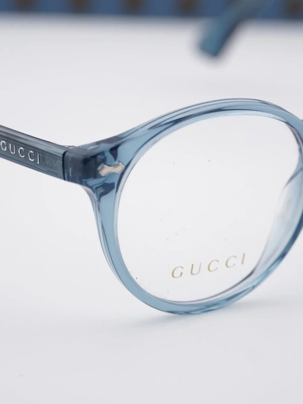 Gucci GG0738O 008 Round Eyeglasses - Transparent Blue 48mm